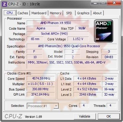 screenshot of CPU-Z validation for Dump [18rz9z] - Submitted by  CPU  - 2014-04-08 07:04:28
