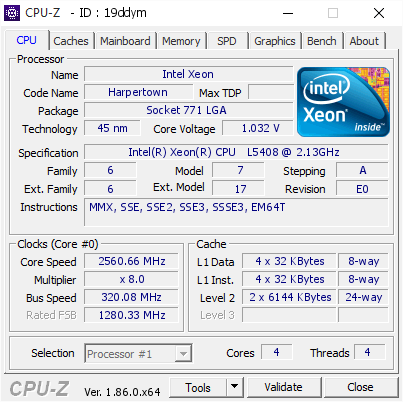 screenshot of CPU-Z validation for Dump [19ddym] - Submitted by  MNPJWPDH1MPJ2NT  - 2019-01-27 08:11:35