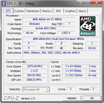 screenshot of CPU-Z validation for Dump [19gagr] - Submitted by  BasTijs  - 2015-01-02 03:01:56