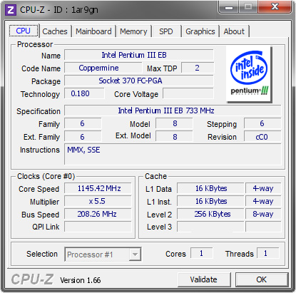 screenshot of CPU-Z validation for Dump [1ar9gn] - Submitted by  ludek111  - 2013-10-02 01:10:03