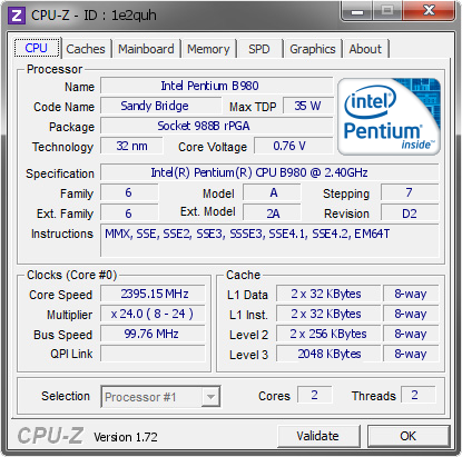 screenshot of CPU-Z validation for Dump [1e2quh] - Submitted by  USER-20141012VC  - 2015-06-17 16:06:10