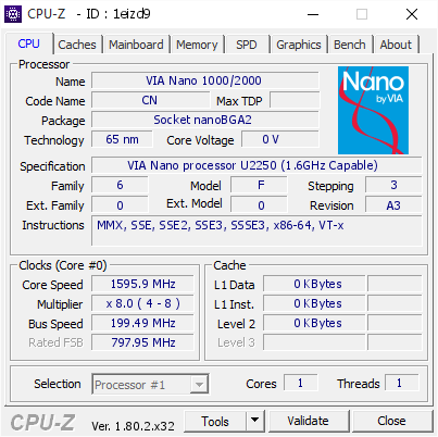 screenshot of CPU-Z validation for Dump [1eizd9] - Submitted by  8A7309980BCD461  - 2017-09-23 12:37:30