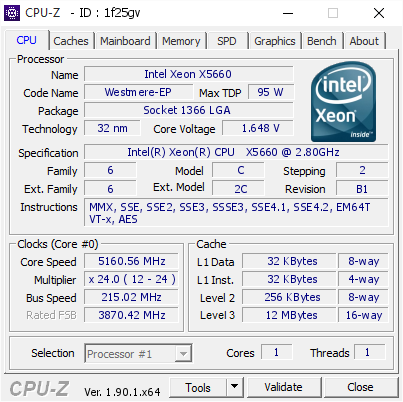 Intel Xeon X5660 5160 56 Mhz Cpu Z Validator