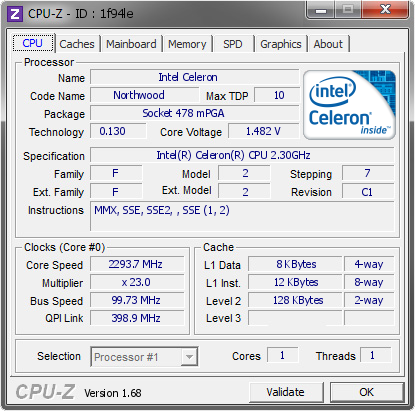 screenshot of CPU-Z validation for Dump [1f94le] - Submitted by  DELL-PC  - 2014-01-19 07:01:36