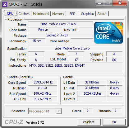 screenshot of CPU-Z validation for Dump [1g1dki] - Submitted by  LAPTOP  - 2015-05-28 04:05:33