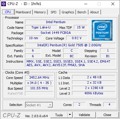 screenshot of CPU-Z validation for Dump [1hrfe1] - Submitted by  DELL  - 2022-11-21 17:38:46