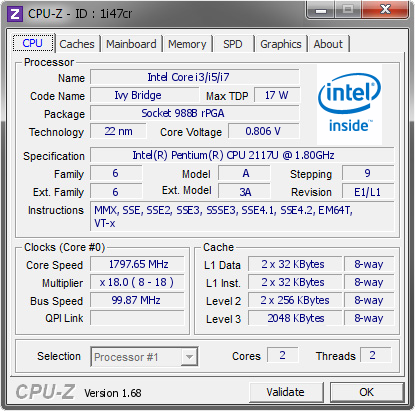 screenshot of CPU-Z validation for Dump [1i47cr] - Submitted by  ASUS  - 2015-02-17 18:02:44