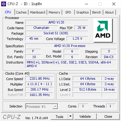 screenshot of CPU-Z validation for Dump [1iup8x] - Submitted by  LAPTOP-KOMPUTER  - 2016-01-12 17:22:48