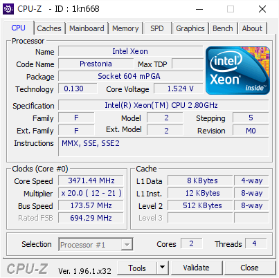 screenshot of CPU-Z validation for Dump [1kn668] - Submitted by  Fouquin  - 2021-09-19 04:16:38