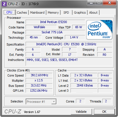 screenshot of CPU-Z validation for Dump [1l76k9] - Submitted by  FRANCESCOG92  - 2013-10-24 10:10:14