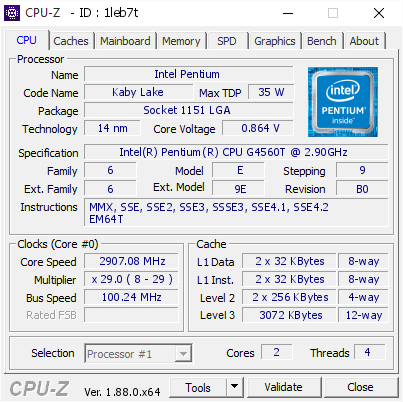 screenshot of CPU-Z validation for Dump [1leb7t] - Submitted by  NAS  - 2019-04-28 16:36:46