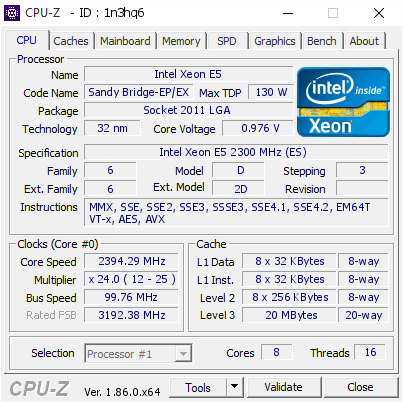 screenshot of CPU-Z validation for Dump [1n3hq6] - Submitted by  Anonymous  - 2018-11-20 10:14:03