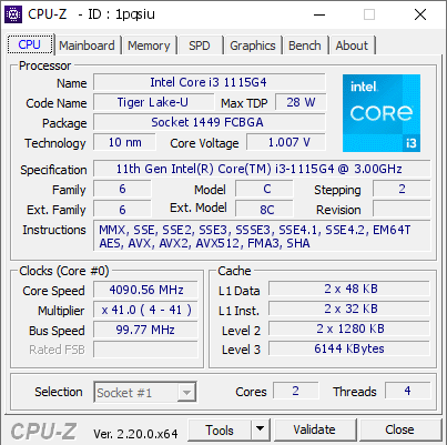 screenshot of CPU-Z validation for Dump [1pqsiu] - Submitted by  DESKTOP-G1CG61S  - 2026-05-24 16:13:08