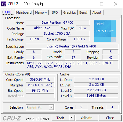 screenshot of CPU-Z validation for Dump [1puyfq] - Submitted by  DESKTOP-AT9C11R  - 2025-02-28 12:44:10