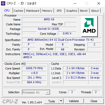 screenshot of CPU-Z validation for Dump [1qrqkt] - Submitted by  Anonymous  - 2017-09-12 22:08:41