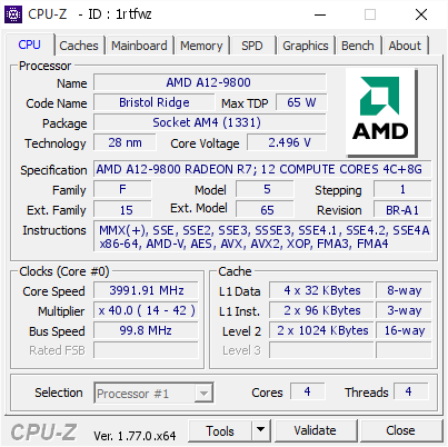 screenshot of CPU-Z validation for Dump [1rtfwz] - Submitted by  DESKTOP-KG9HTA6  - 2016-10-18 15:37:05