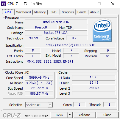 screenshot of CPU-Z validation for Dump [1sr9fw] - Submitted by  mrmouse  - 2022-06-12 13:51:15