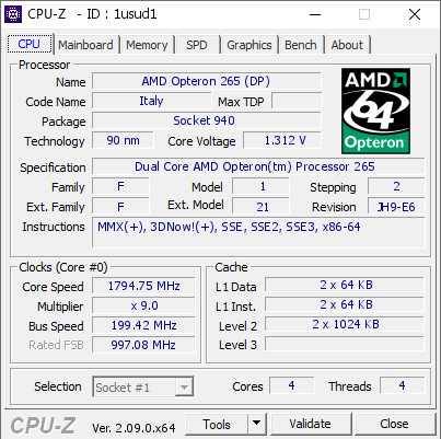 screenshot of CPU-Z validation for Dump [1usud1] - Submitted by  IdeaFix  - 2024-04-03 19:05:48