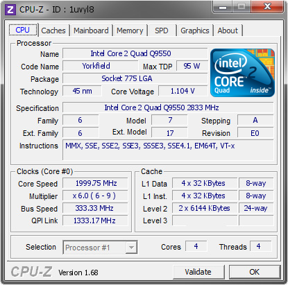 screenshot of CPU-Z validation for Dump [1uvyl8] - Submitted by  BRIAN  - 2014-03-03 03:03:12