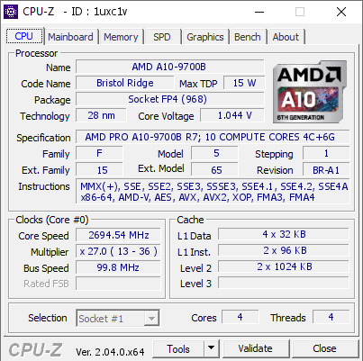 screenshot of CPU-Z validation for Dump [1uxc1v] - Submitted by  LAPTOP-6QBLOF0S  - 2023-02-22 11:16:15