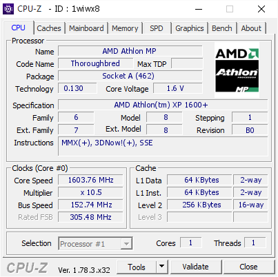 screenshot of CPU-Z validation for Dump [1wiwx8] - Submitted by  MAT_AGNESI  - 2017-03-18 19:58:17