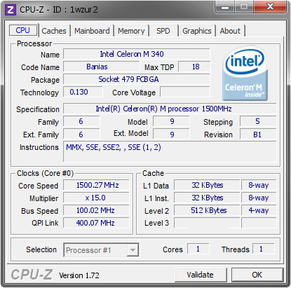 screenshot of CPU-Z validation for Dump [1wzur2] - Submitted by  SZYCHA-OKO  - 2015-07-04 17:07:52