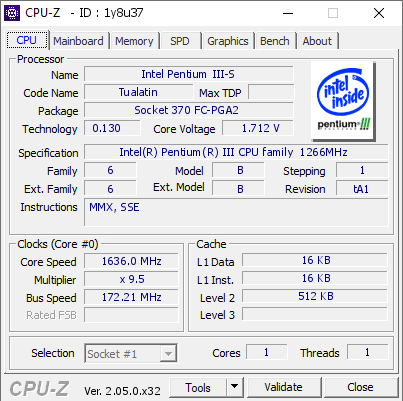 screenshot of CPU-Z validation for Dump [1y8u37] - Submitted by  IdeaFix  - 2023-03-11 08:28:44