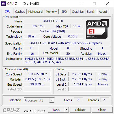 screenshot of CPU-Z validation for Dump [1ybfl3] - Submitted by  DESKTOP-E2DC2SB  - 2018-05-26 06:16:31