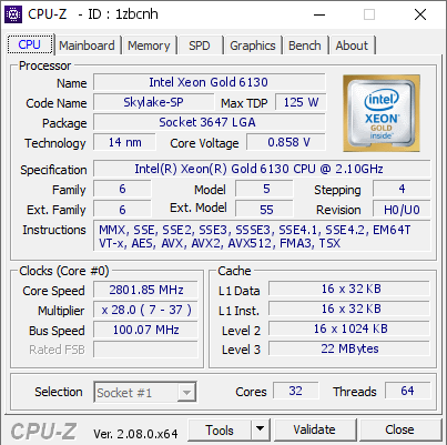 screenshot of CPU-Z validation for Dump [1zbcnh] - Submitted by  RHOST-ALT  - 2023-10-17 07:25:48