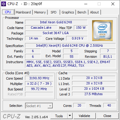screenshot of CPU-Z validation for Dump [20sp9f] - Submitted by  Anonymous  - 2023-05-11 20:30:38