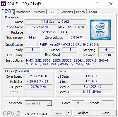 screenshot of CPU-Z validation for Dump [21snj9] - Submitted by  -  - 2026-03-19 10:12:01