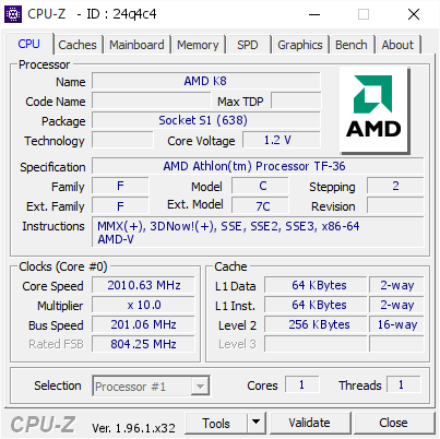 screenshot of CPU-Z validation for Dump [24q4c4] - Submitted by  HOME  - 2021-07-20 19:20:15