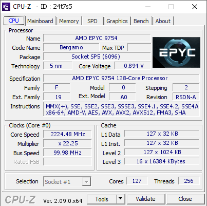 screenshot of CPU-Z validation for Dump [24t7s5] - Submitted by  Anonymous  - 2024-05-23 14:32:26