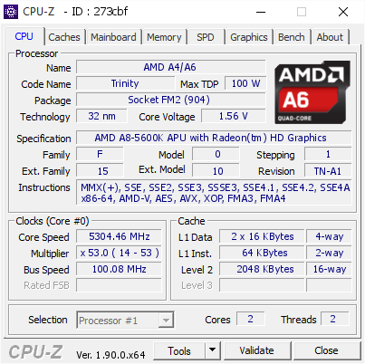 screenshot of CPU-Z validation for Dump [273cbf] - Submitted by  ลุงจร๊อด  - 2019-11-04 15:49:32