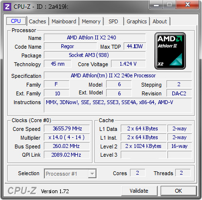 screenshot of CPU-Z validation for Dump [2a419k] - Submitted by  Ashimi  - 2015-03-19 02:03:44