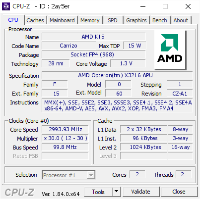 screenshot of CPU-Z validation for Dump [2ay5er] - Submitted by  DSCONSULTSERVER  - 2018-05-01 00:25:11