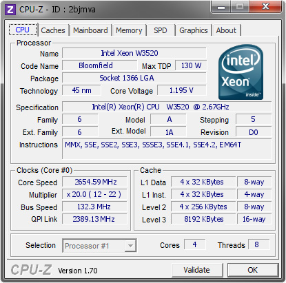 screenshot of CPU-Z validation for Dump [2bjmva] - Submitted by  Eighty-VI  - 2014-08-06 16:08:51