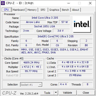 screenshot of CPU-Z validation for Dump [2c4vjn] - Submitted by  DESKTOP-2MA5D2E  - 2026-07-31 05:59:28