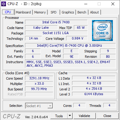 screenshot of CPU-Z validation for Dump [2cplsg] - Submitted by  PC-FIXE  - 2023-02-25 09:09:43