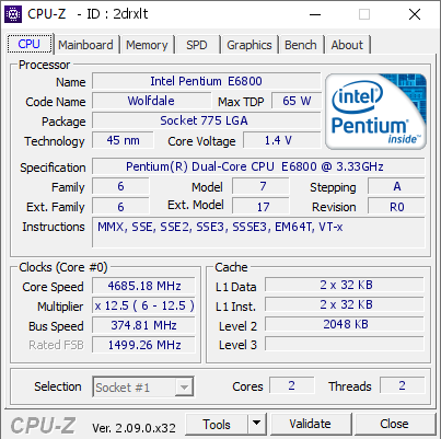 screenshot of CPU-Z validation for Dump [2drxlt] - Submitted by  bastard  - 2024-04-28 02:01:53