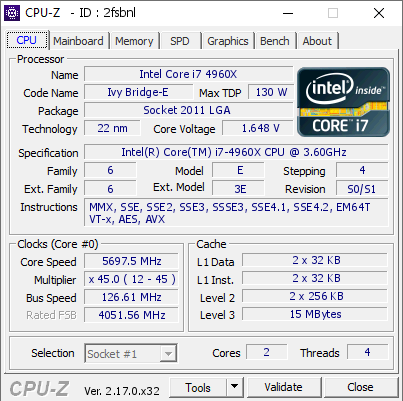 screenshot of CPU-Z validation for Dump [2fsbnl] - Submitted by  Eisbaer798  - 2025-11-01 23:03:59