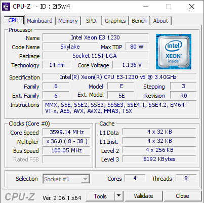 screenshot of CPU-Z validation for Dump [2i5wi4] - Submitted by  ismailTPC_Hastanesi  - 2023-08-06 18:41:20