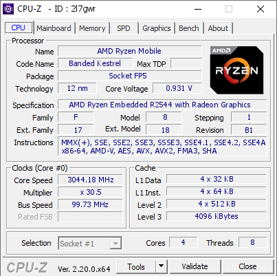 screenshot of CPU-Z validation for Dump [2l7gwr] - Submitted by  Anonymous  - 2026-07-13 23:31:13