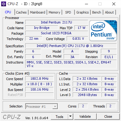 screenshot of CPU-Z validation for Dump [2lgng8] - Submitted by  ALEKSANDR  - 2020-04-06 16:54:04