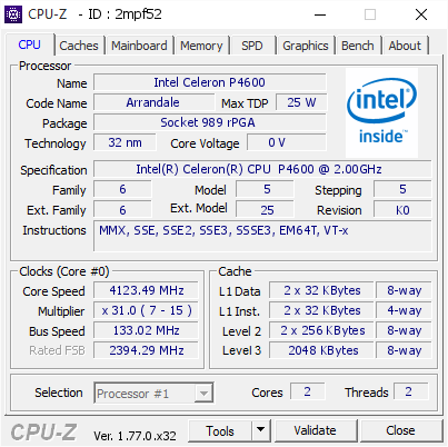 screenshot of CPU-Z validation for Dump [2mpf52] - Submitted by  DESKTOP-73RDEPT  - 2016-12-26 01:42:00