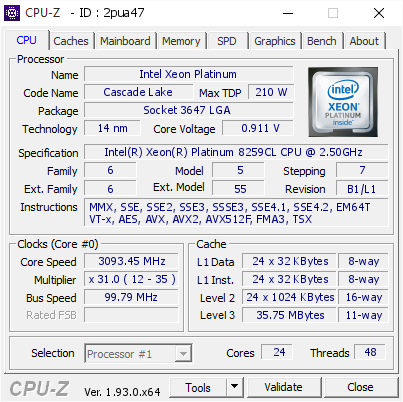 screenshot of CPU-Z validation for Dump [2pua47] - Submitted by  DESKTOP-MSO5D23  - 2020-09-17 07:47:23