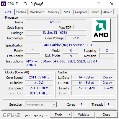 screenshot of CPU-Z validation for Dump [2q8wg6] - Submitted by  AUGUSTO03  - 2020-06-19 14:06:51