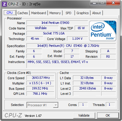 screenshot of CPU-Z validation for Dump [2rwj5e] - Submitted by  USER-20131129YD  - 2013-12-06 07:12:21