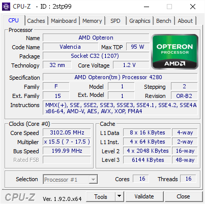 screenshot of CPU-Z validation for Dump [2stp99] - Submitted by  Anonymous  - 2020-05-01 14:29:12