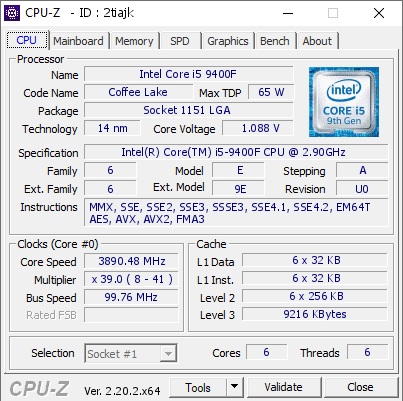screenshot of CPU-Z validation for Dump [2tiajk] - Submitted by  TOUTOUNE  - 2026-07-04 11:06:54
